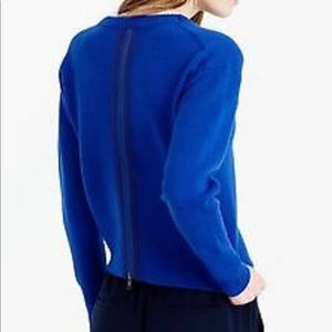 J. Crew Blue Cropped Back Zip Sweater never worn